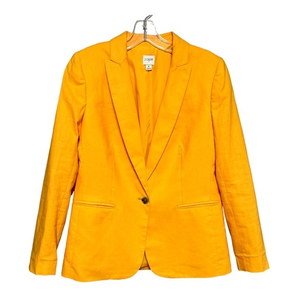 J.Crew Holland One-Button Linen Cotton Blazer Saffron Modern Classic Summer Prep - Picture 1 of 10